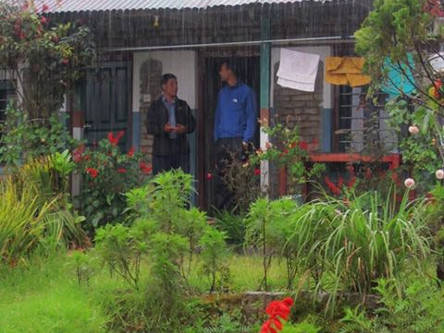 Shelter from the rain at a local house